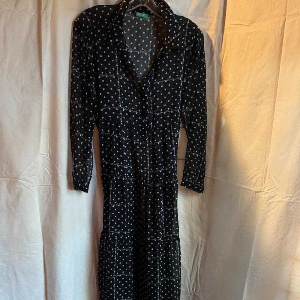 United Colors of Benetton Polka Dot Black Dress (sheer fabric) one size